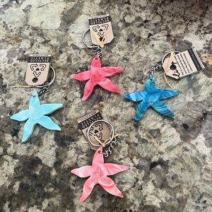 Starfish keychains made from recycled plastic by Limpi (Set of 4 keychains) NWT